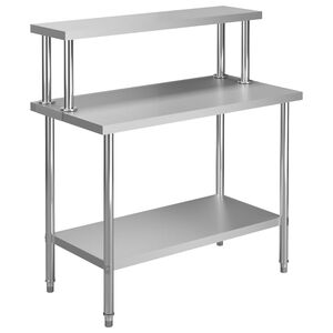 vidaXL Table de travail de cuisine avec &eacute;tag&egrave;re 120x60x120 cm Inox