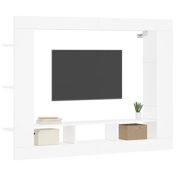vidaXL Meuble TV blanc 152x22x113 cm bois d'ing&eacute;nierie