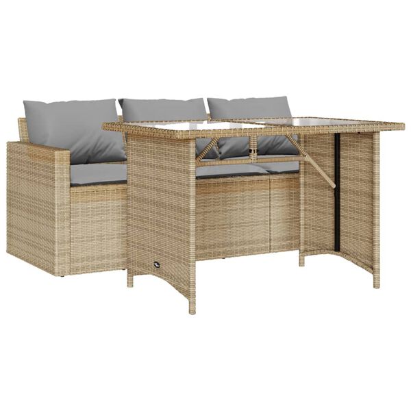 vidaXL Ensemble à manger de jardin et coussins 2 pcs beige poly rotin