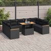 vidaXL Salon de jardin 10 pcs avec coussins noir résine tressée acacia