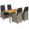 vidaXL Ensemble de bistro de jardin 5 pcs coussins gris poly rotin