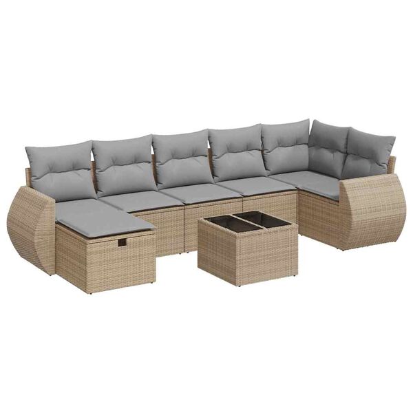 vidaXL Salon de jardin avec coussins 7 pcs beige r&eacute;sine tress&eacute;e
