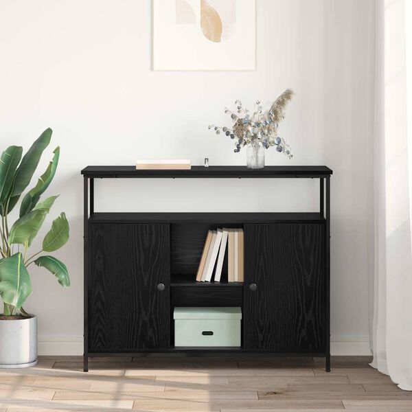 vidaXL Buffet Ch&ecirc;ne noir 100 x 35 x 80 cm Bois d'ing&eacute;nierie