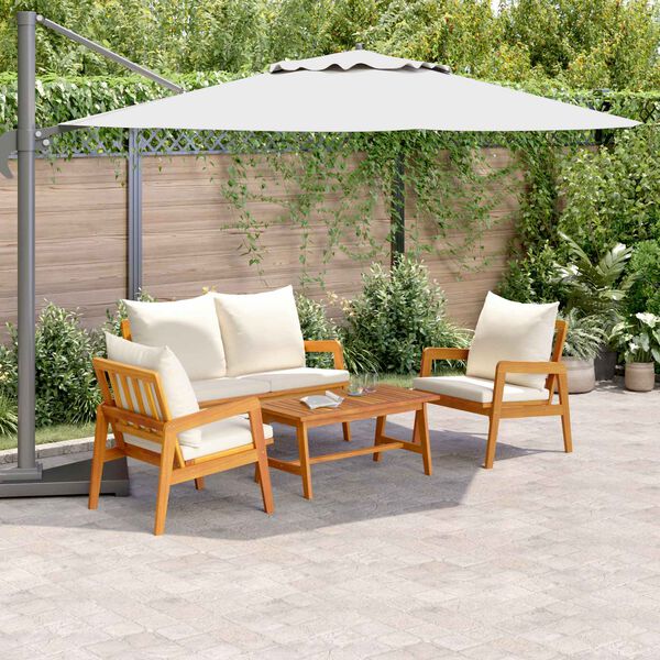 vidaXL Ensemble bistrot 4 pcs Marron et Cr&egrave;me Bois d'Acacia Massif