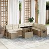 vidaXL Salon de jardin avec coussins 9 pcs beige r&eacute;sine tress&eacute;e