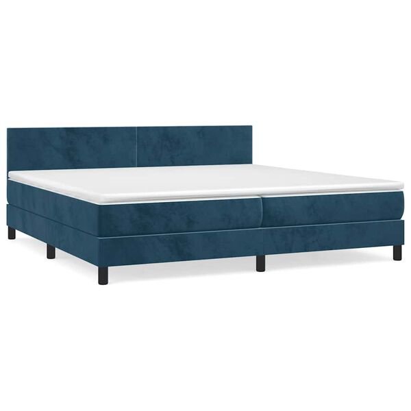 vidaXL Sommier &agrave; lattes de lit et matelas Bleu fonc&eacute; 200x200cm Velours