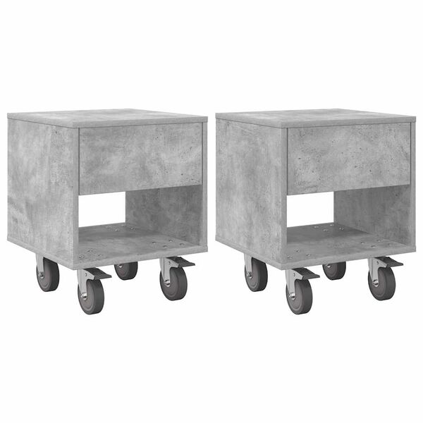vidaXL Table de chevet 2 pcs Gris b&eacute;ton 40,5 x 40 x 48 cm