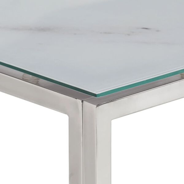 vidaXL Table console argent&eacute; acier inoxydable et verre tremp&eacute;