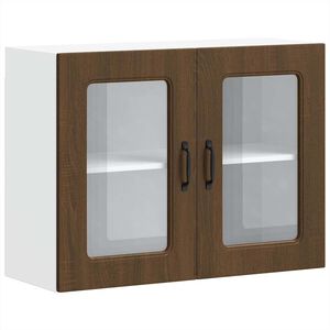vidaXL Armoire murale de cuisine et porte en verre Kalmar ch&ecirc;ne marron