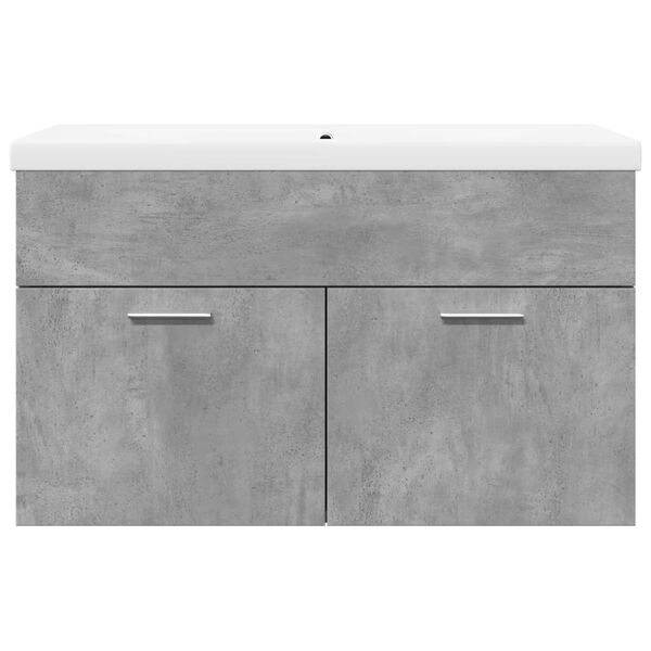 vidaXL Armoire lavabo de salle de bain avec bassin int&eacute;gr&eacute; gris b&eacute;ton