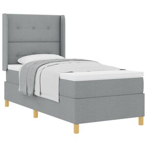 vidaXL Lit &agrave; ressorts avec t&ecirc;te de lit Gris clair 90 x 190 cm tissu