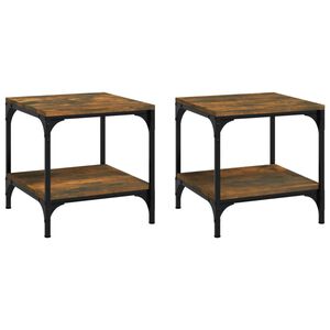 vidaXL Tables d'appoint 2 pcs Ch&ecirc;ne fum&eacute; 40x40x40 cm Bois d'ing&eacute;nierie