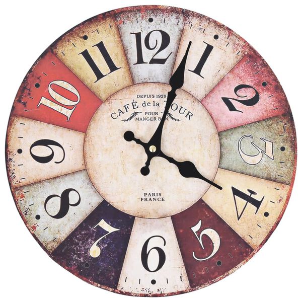vidaXL Horloge murale vintage Color&eacute;e 30 cm