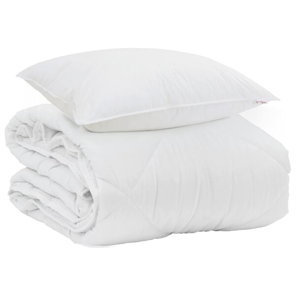 vidaXL Duvet d'&eacute;t&eacute; simple avec oreiller 2 pcs Blanc Microfibre