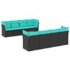 vidaXL Salon de jardin 9 pcs avec coussins noir r&eacute;sine tress&eacute;e