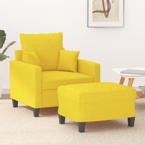 vidaXL Fauteuil avec repose-pied Jaune clair 60 cm Tissu
