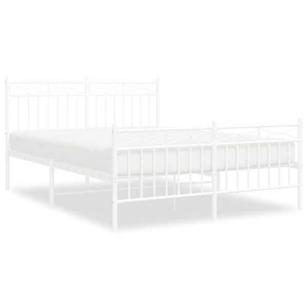 vidaXL Cadre de lit m&eacute;tal sans matelas et pied de lit blanc 140x200 cm