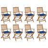 vidaXL Chaises pliables d'ext&eacute;rieur et coussins lot de 8 Bois d'acacia