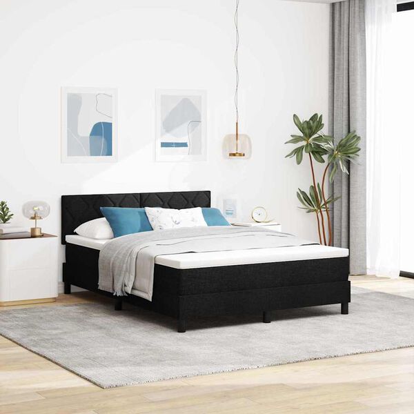 vidaXL Lit &agrave; ressorts avec matelas Noir 140 x 190 cm tissu