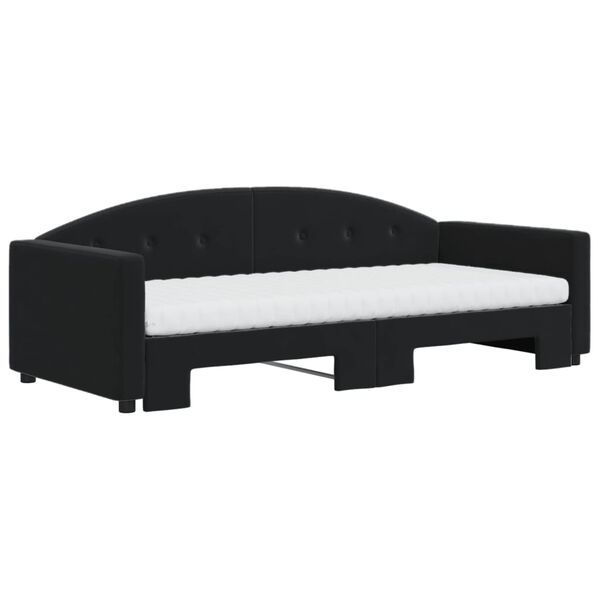 vidaXL Lit de jour avec gigogne et matelas noir 90x200 cm velours