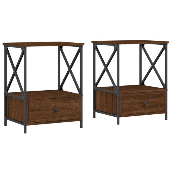 vidaXL Tables de chevet 2 pcs ch&ecirc;ne marron 50x41x65 cm bois ing&eacute;nierie
