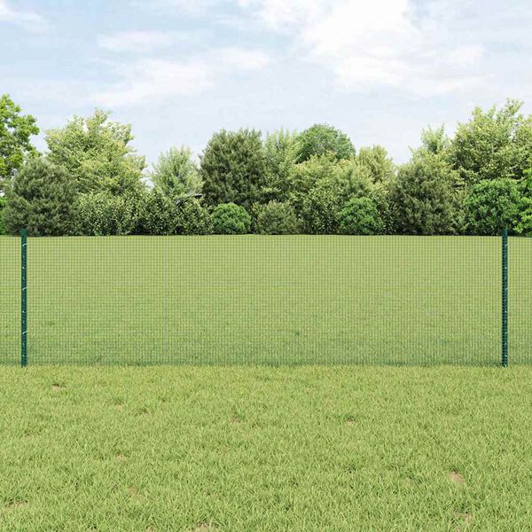 vidaXL Cl&ocirc;ture avec poteau Vert 0,6 x 50 m Acier et PVC