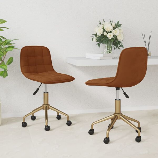 vidaXL Chaises pivotantes &agrave; manger lot de 2 marron velours