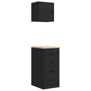 vidaXL Armoires de garage 2 pcs noir bois d'ing&eacute;nierie