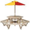 vidaXL Table de pique-nique pour 6 enfants avec parasol hexagone sapin