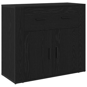 vidaXL Buffet avec tiroir Ch&ecirc;ne noir 80 x 33 x 70 cm Bois d'ing&eacute;nierie