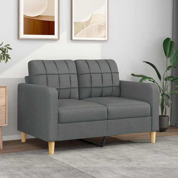 vidaXL Canap&eacute; &agrave; 2 places Gris fonc&eacute; 120 cm Tissu