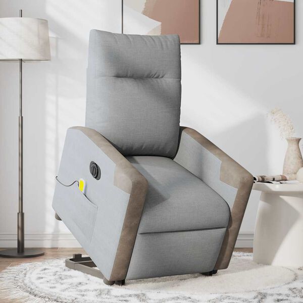vidaXL Fauteuil inclinable de massage &eacute;lectrique Gris clair Tissu