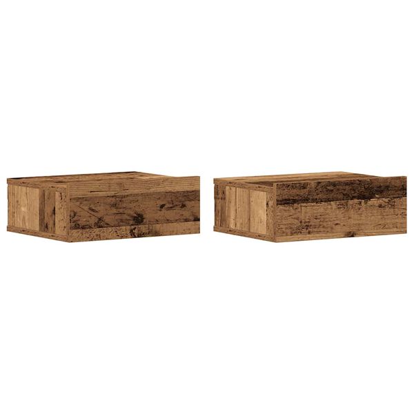 vidaXL Tables de chevet flottantes 2 pcs vieux bois bois d'ing&eacute;nierie