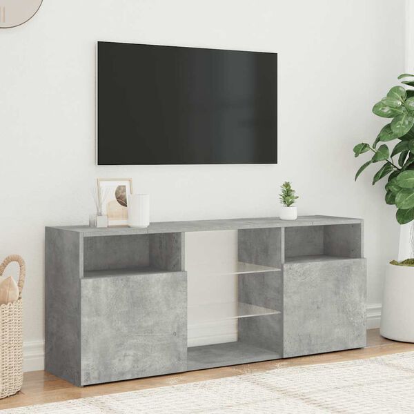 vidaXL Meuble TV avec lumières LED gris béton 120x30x50 cm