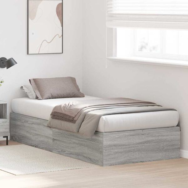 vidaXL Cadre de lit avec rangement Gris Sonoma 90 x 190 cm