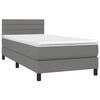 vidaXL Sommier &agrave; lattes de lit avec matelas Gris fonc&eacute; 100x200cm Tissu