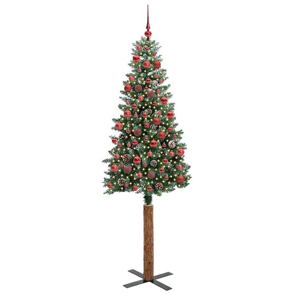 vidaXL Sapin de Noël mince avec 300 LED Vert et blanc 180 cm
