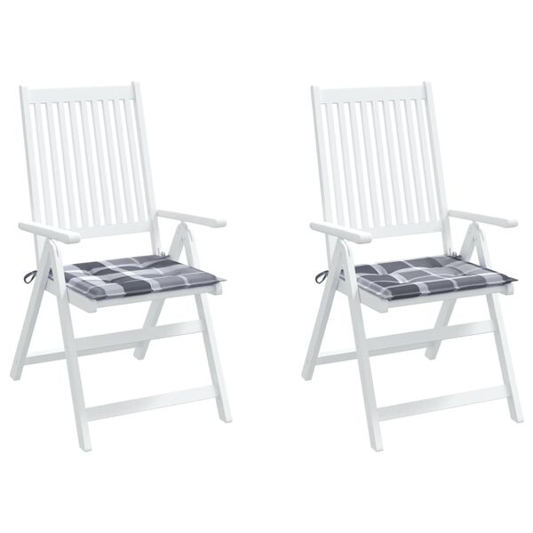 vidaXL Coussins de chaise de jardin lot de 2 carreaux gris 50x50x4 cm