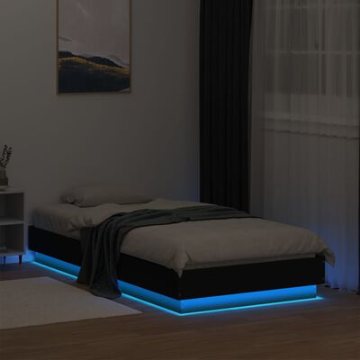 vidaXL Cadre de lit avec lumières LED noir 90x190 cm