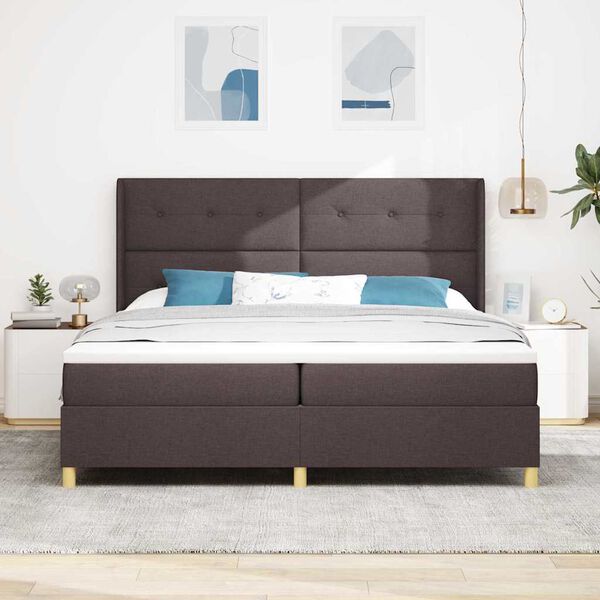 vidaXL Lit &agrave; ressorts avec matelas Marron 200 x 200 cm tissu