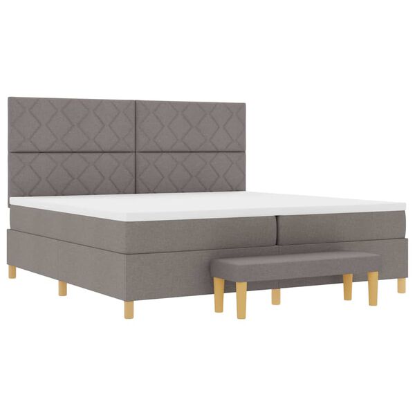 vidaXL Lit &agrave; ressorts avec matelas Taupe 200 x 200 cm tissu