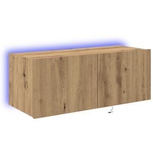 vidaXL Meuble TV mural 80 x 35 x 31 cm Ch&ecirc;ne artisanal