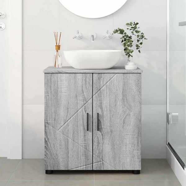vidaXL Cabinet de salle de bain avec porte Gris Sonoma 61 x 35 x 64 cm