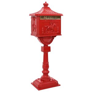 vidaXL Bo&icirc;te aux Lettres Debout avec porte Rouge 42,5 x 29,5 x 117 cm