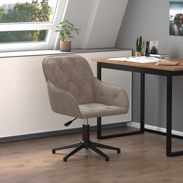 vidaXL Chaise pivotante de bureau Gris clair Velours