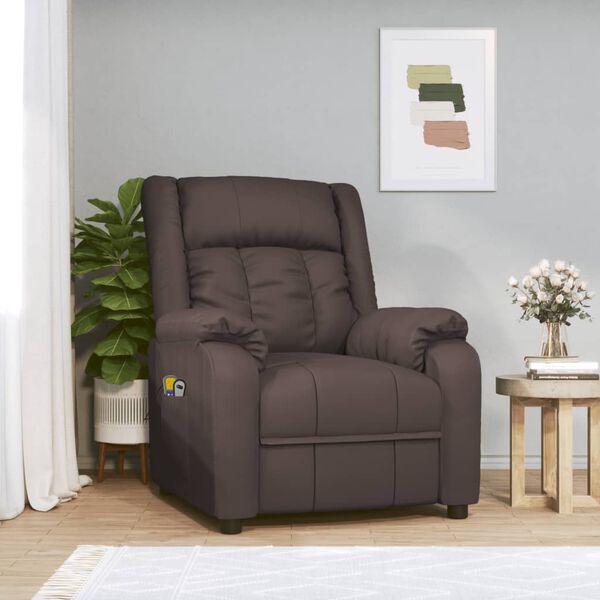 vidaXL Fauteuil de massage Marron Similicuir