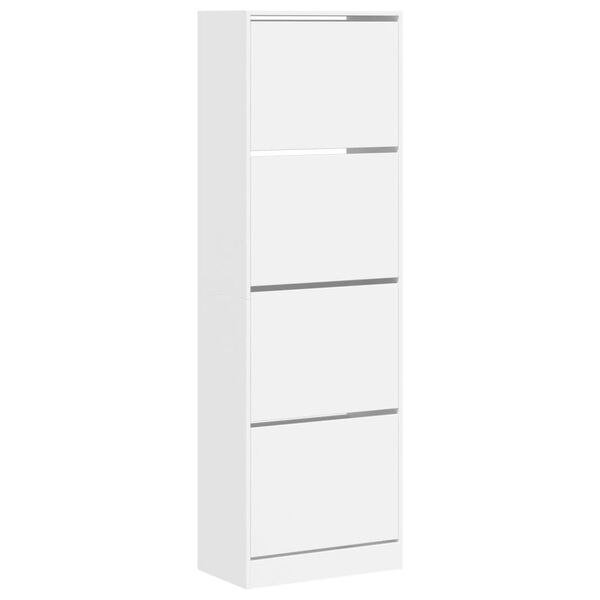 vidaXL Armoire à chaussures 4 tiroirs rabattables blanc 60x34x187,5 cm
