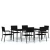 vidaXL Ensemble &agrave; manger de jardin 7 pcs Noir
