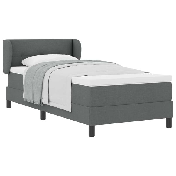 vidaXL Lit &agrave; ressorts avec matelas Gris fonc&eacute; 80 x 200 cm tissu