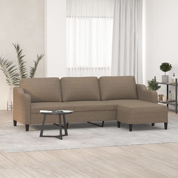vidaXL Canap&eacute; &agrave; 3 places avec repose-pieds Taupe 210 cm Tissu